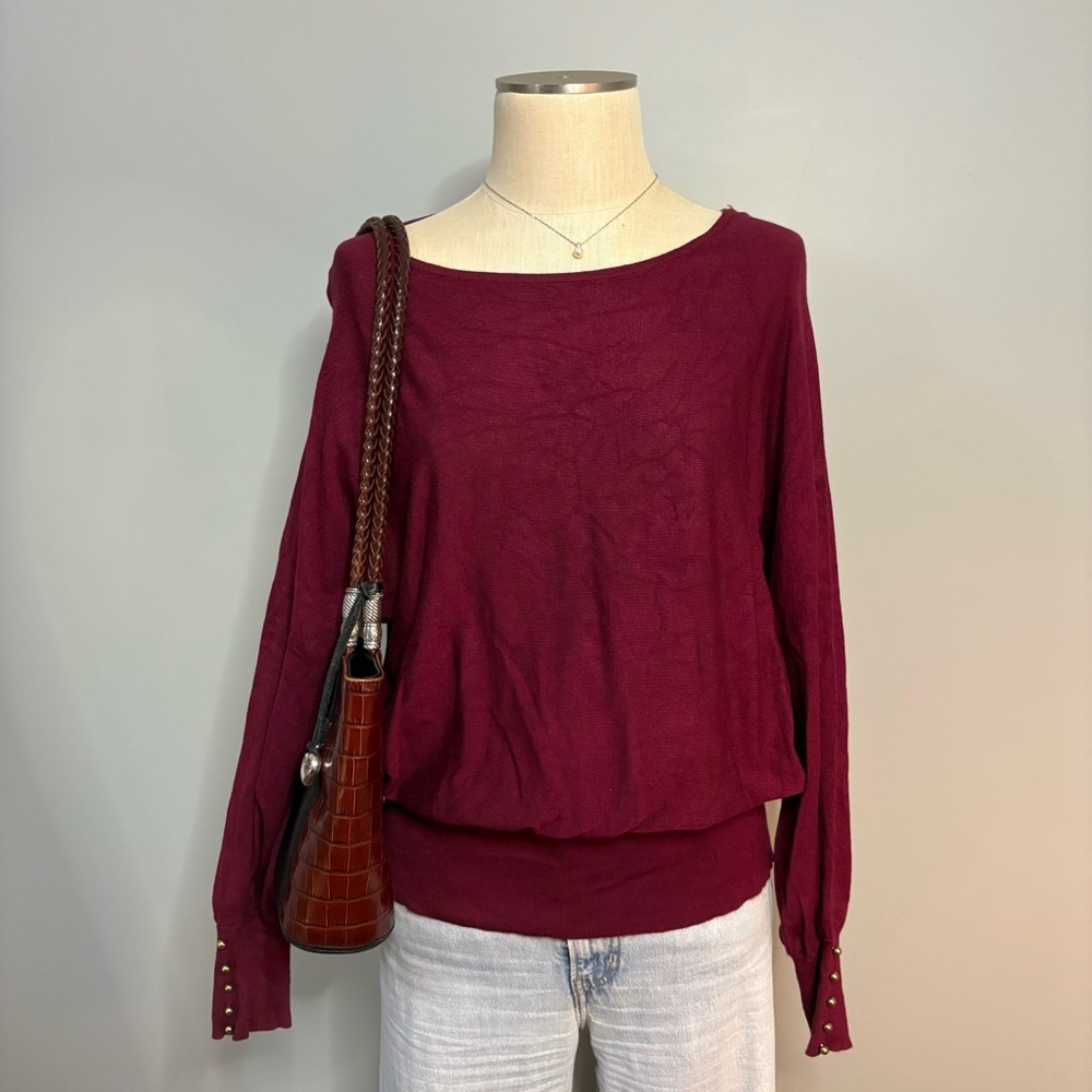 Joseph Burgundy Top with Beige Accent